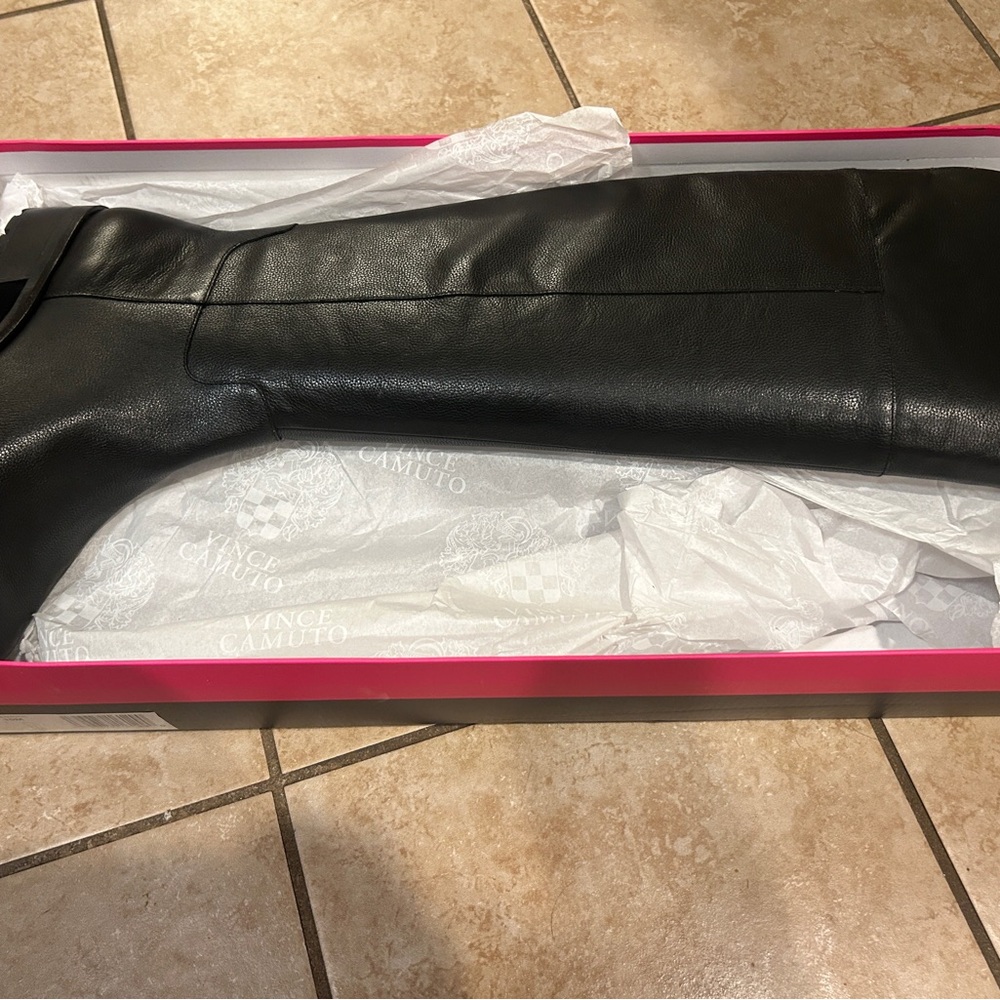Vince Camuto Knee High butter calf boots vc-jorshie black Leather Women 10M NIB